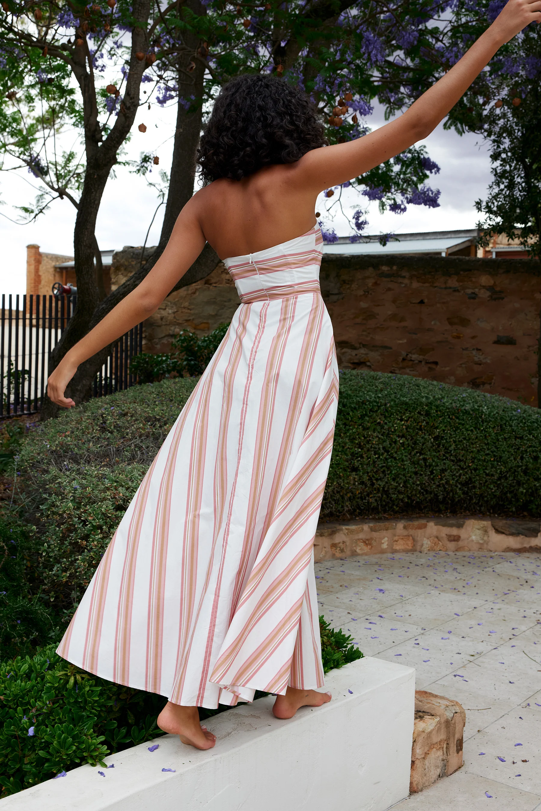 HAZEL DRESS IN PEONY/ANTIQUE STRIPE - Image 3