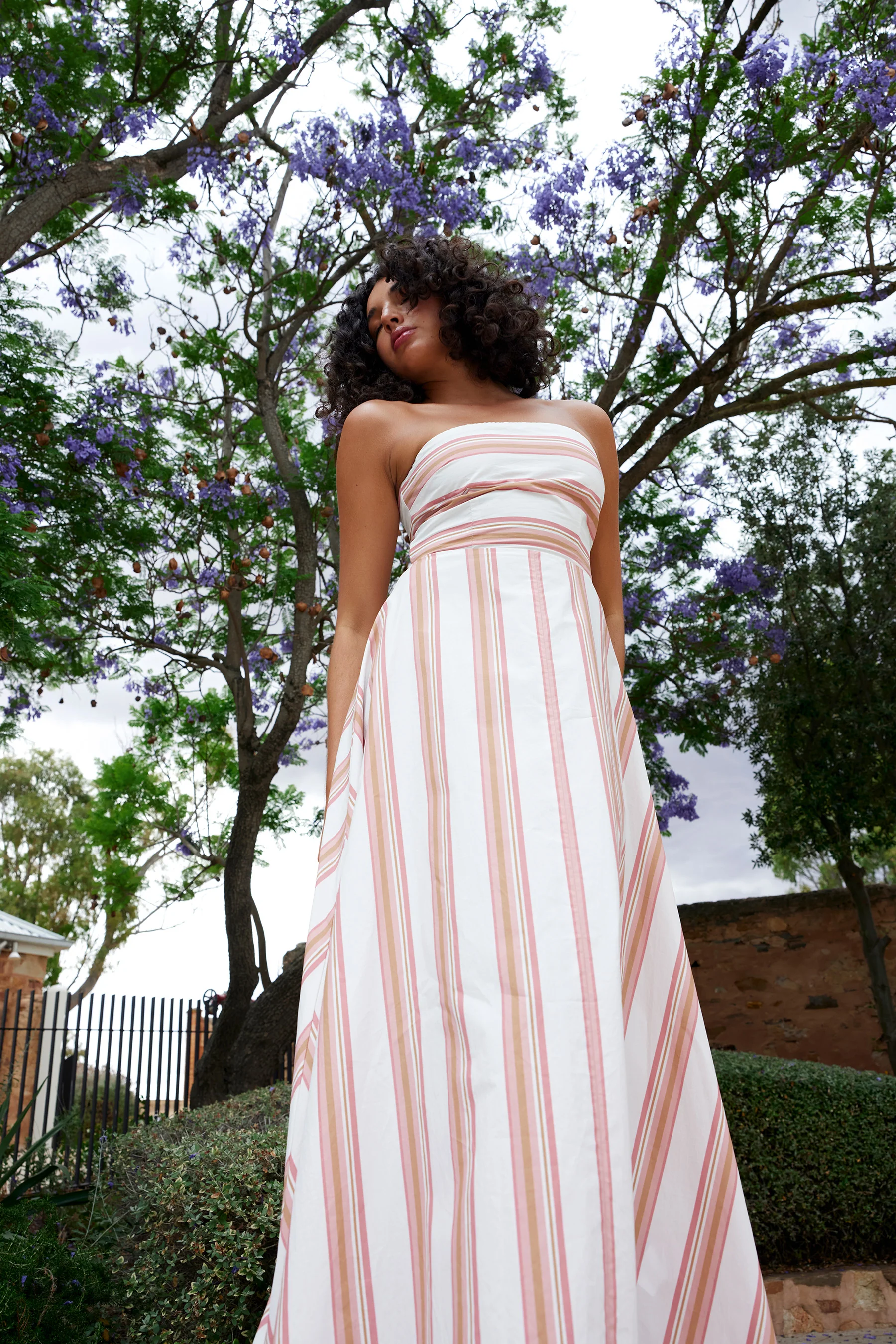 HAZEL DRESS IN PEONY/ANTIQUE STRIPE - Image 4