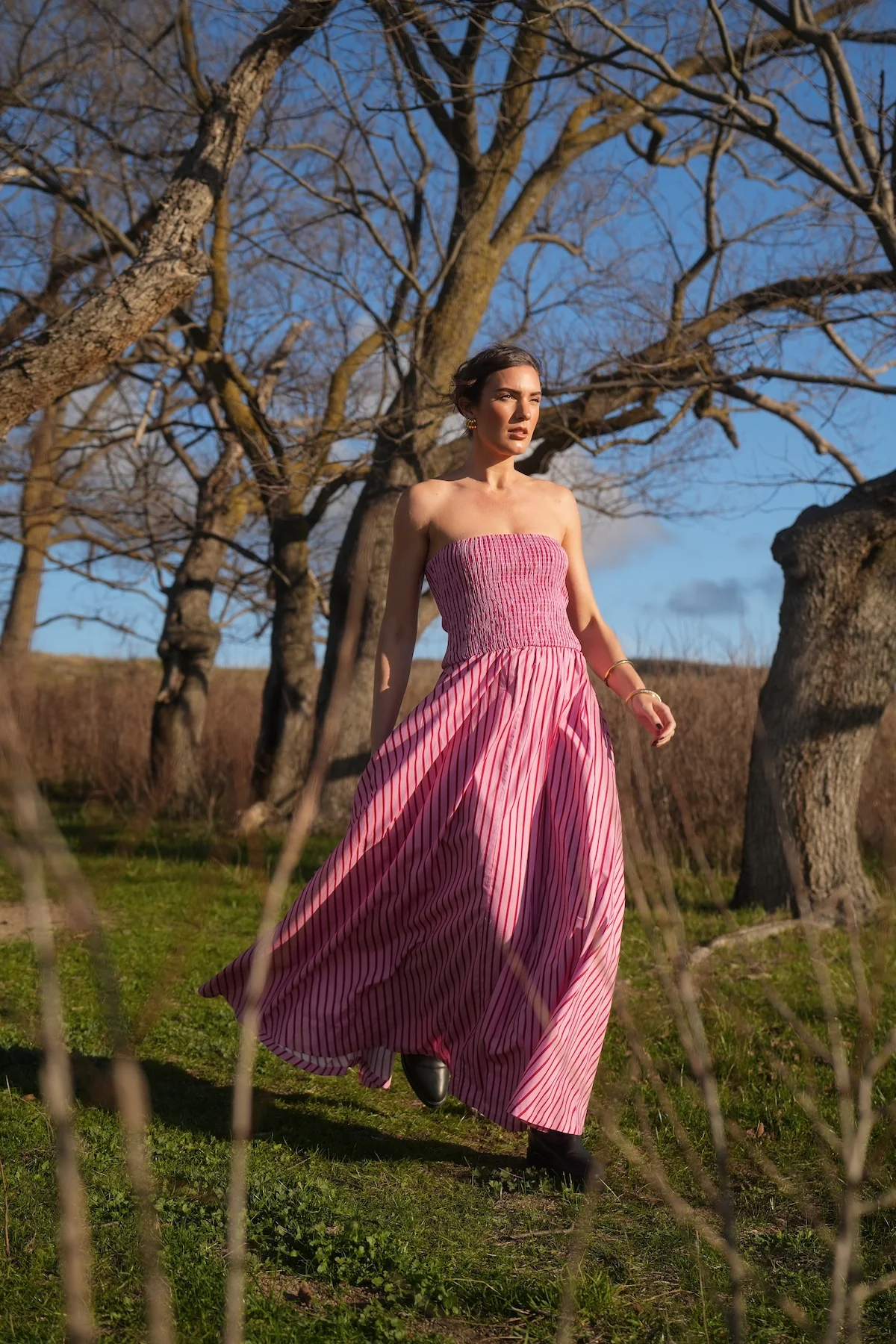 LAYLA DRESS MAGENTA STRIPE - Image 3