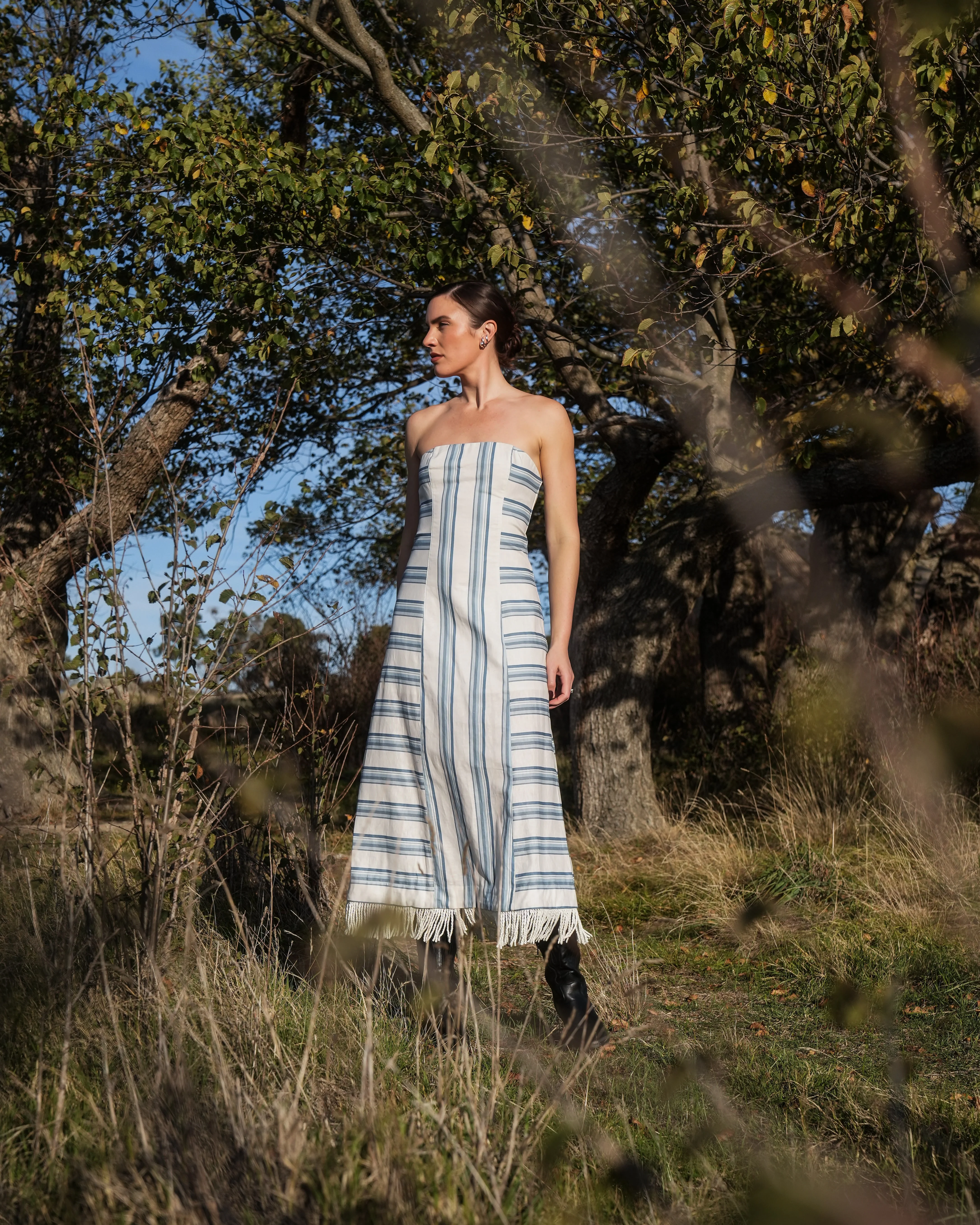 MAGGIE HARPER DRESS IN CERULEAN ANTIQUE STRIPE - Image 7