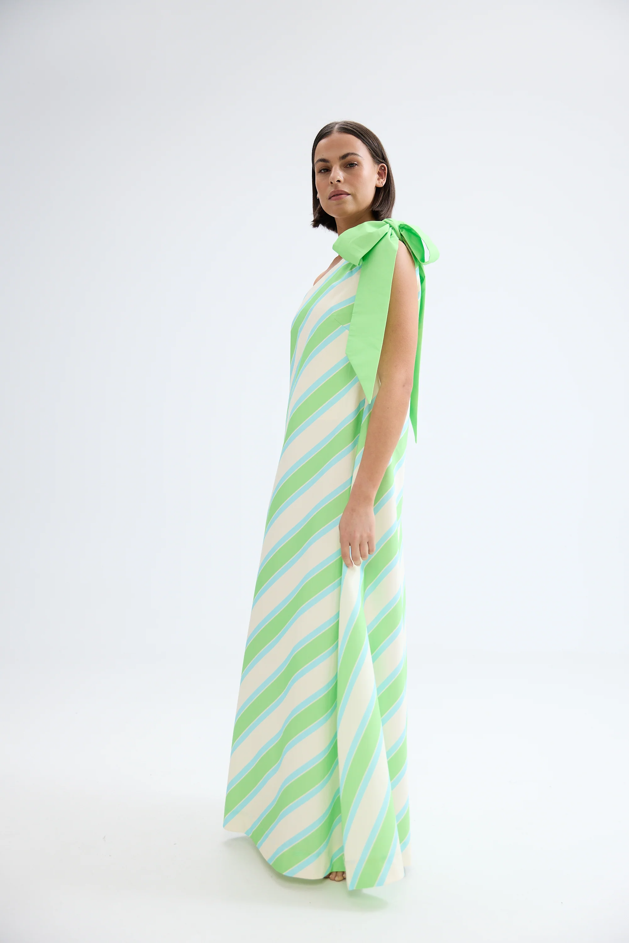 MILA DRESS IN FERN LAPIS STRIPE - Image 3