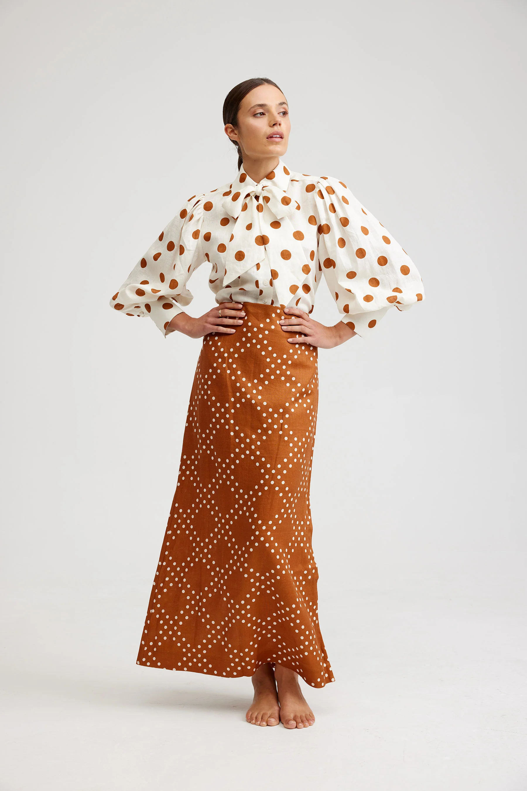 NOLA SHIRT IN MILK/CIGAR DOT - Image 3