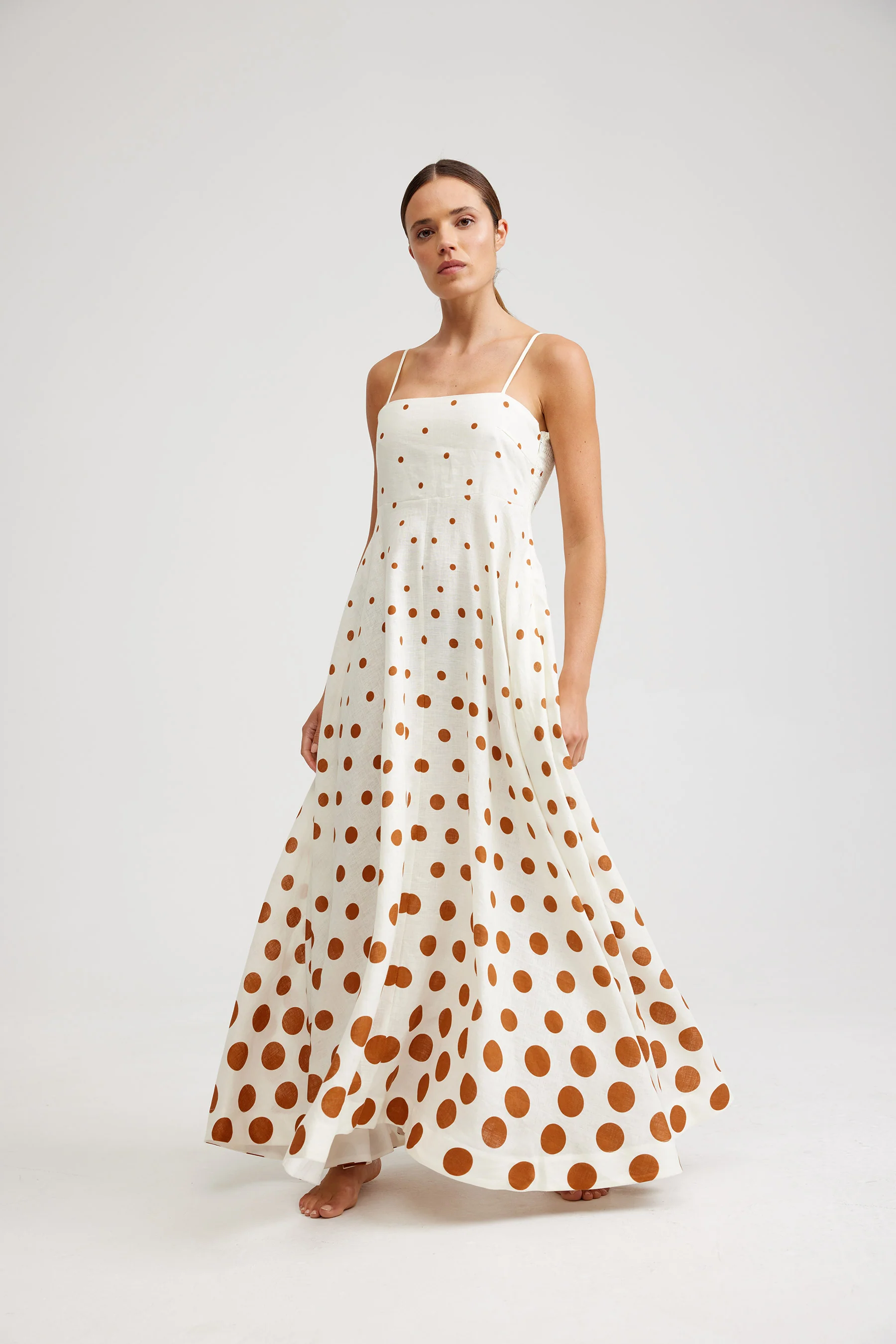 RUE DRESS IN MILK/CIGAR DOT - Image 3