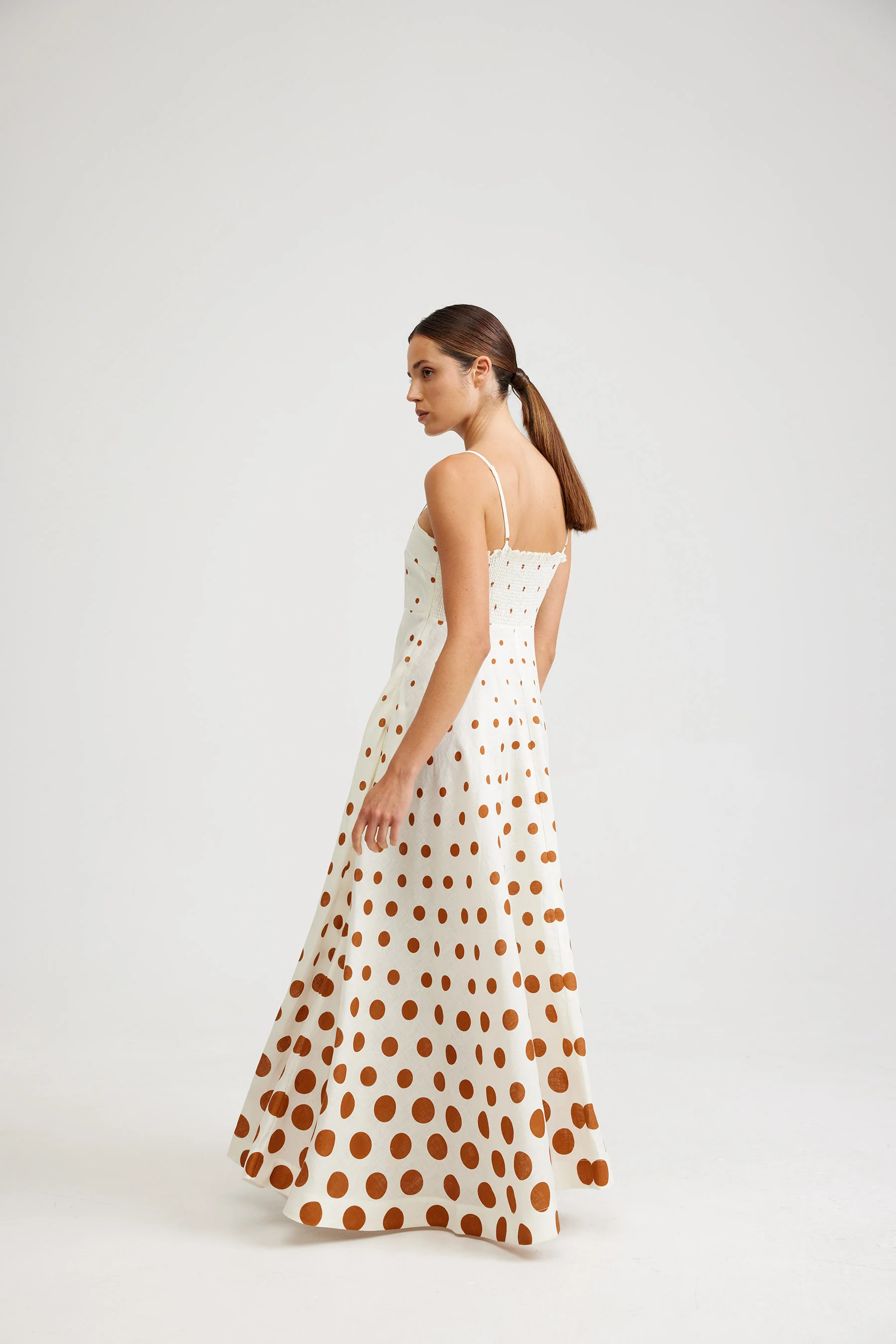 RUE DRESS IN MILK/CIGAR DOT - Image 5