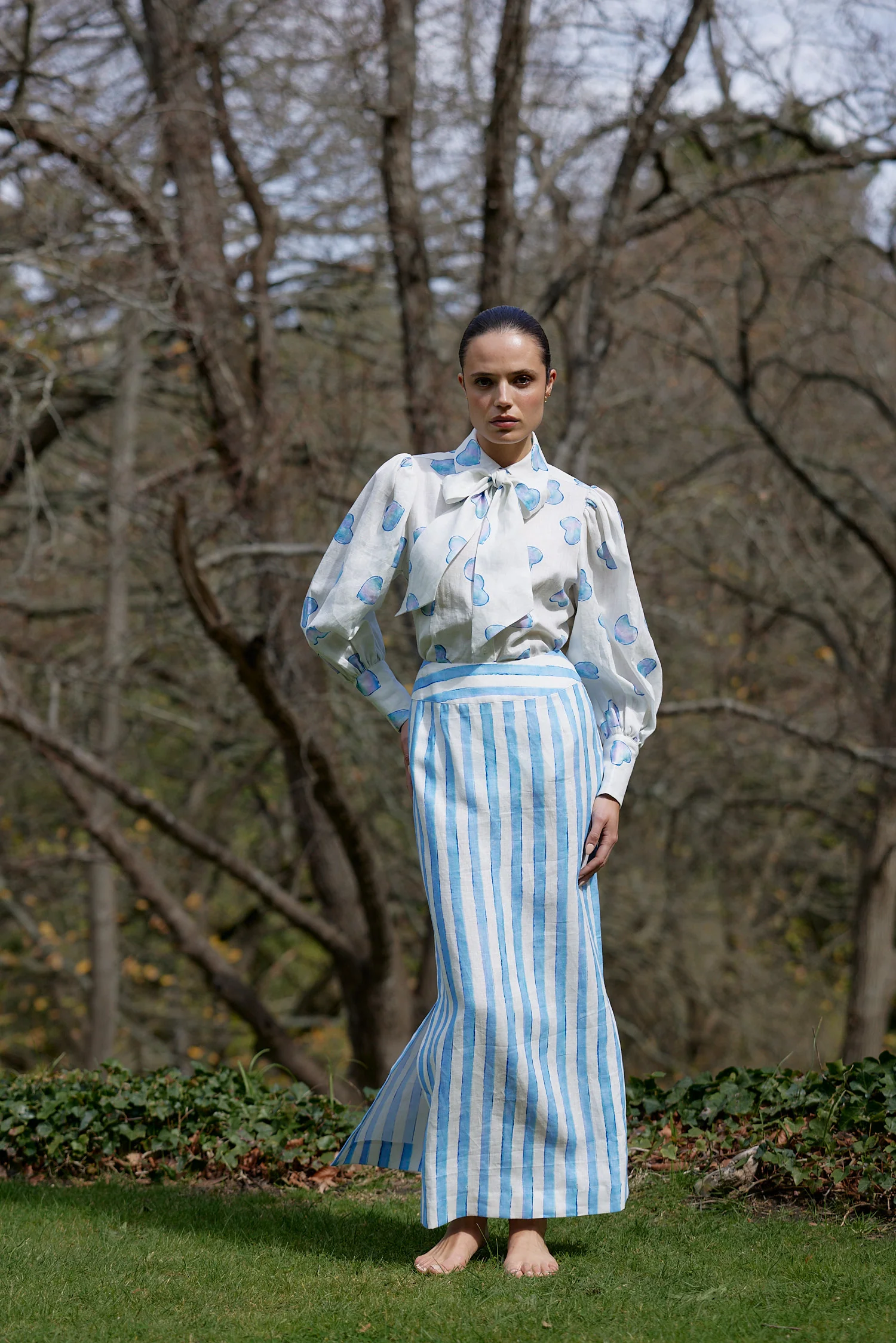 ESME SKIRT IN LAPIS STRIPE - Image 3