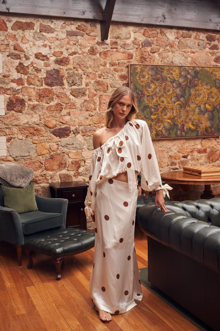 THE FLORENCE TOP IN MILK/CIGAR DOT - Image 3