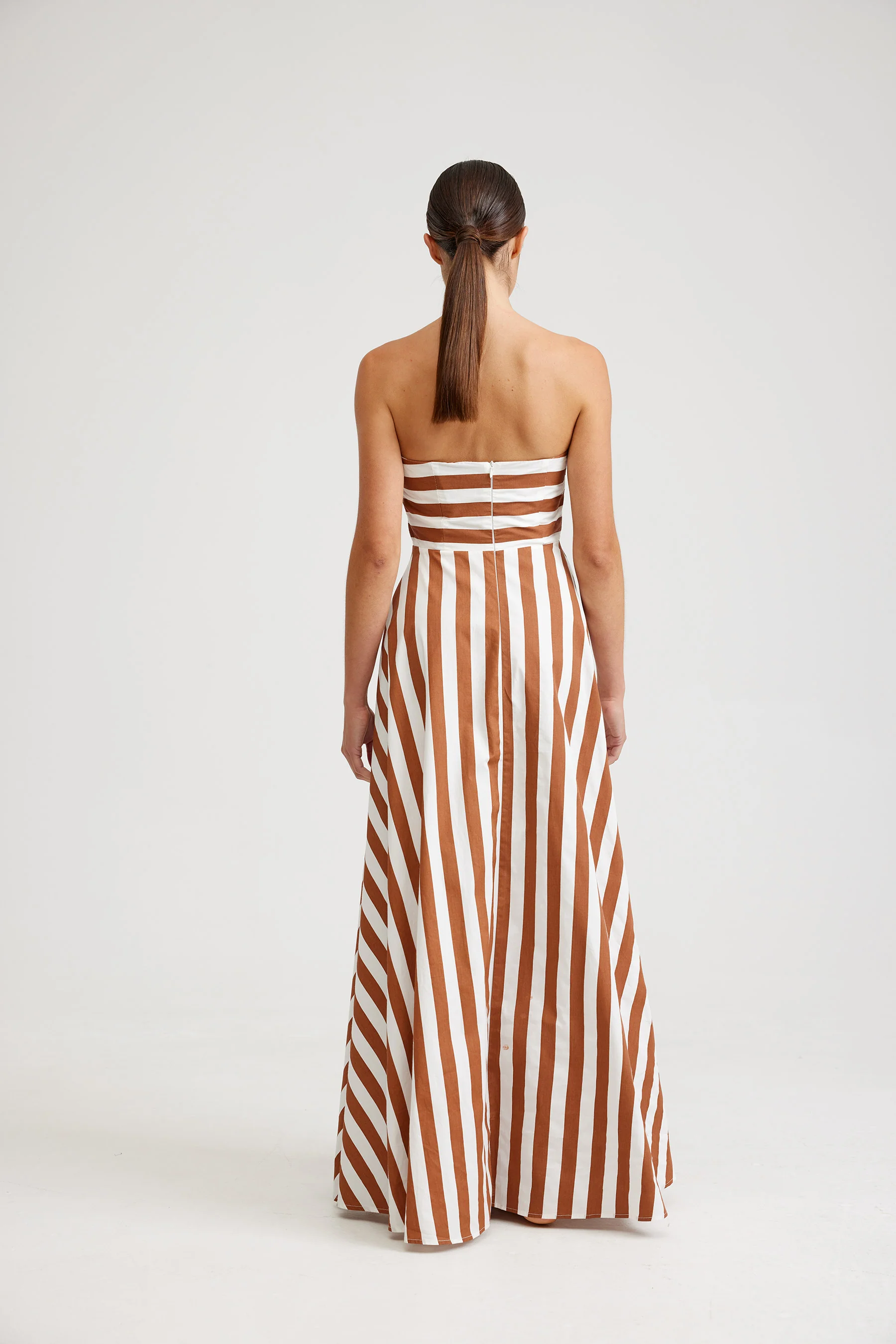 HAZEL DRESS IN CIGAR/OPTIC STRIPE - Image 6