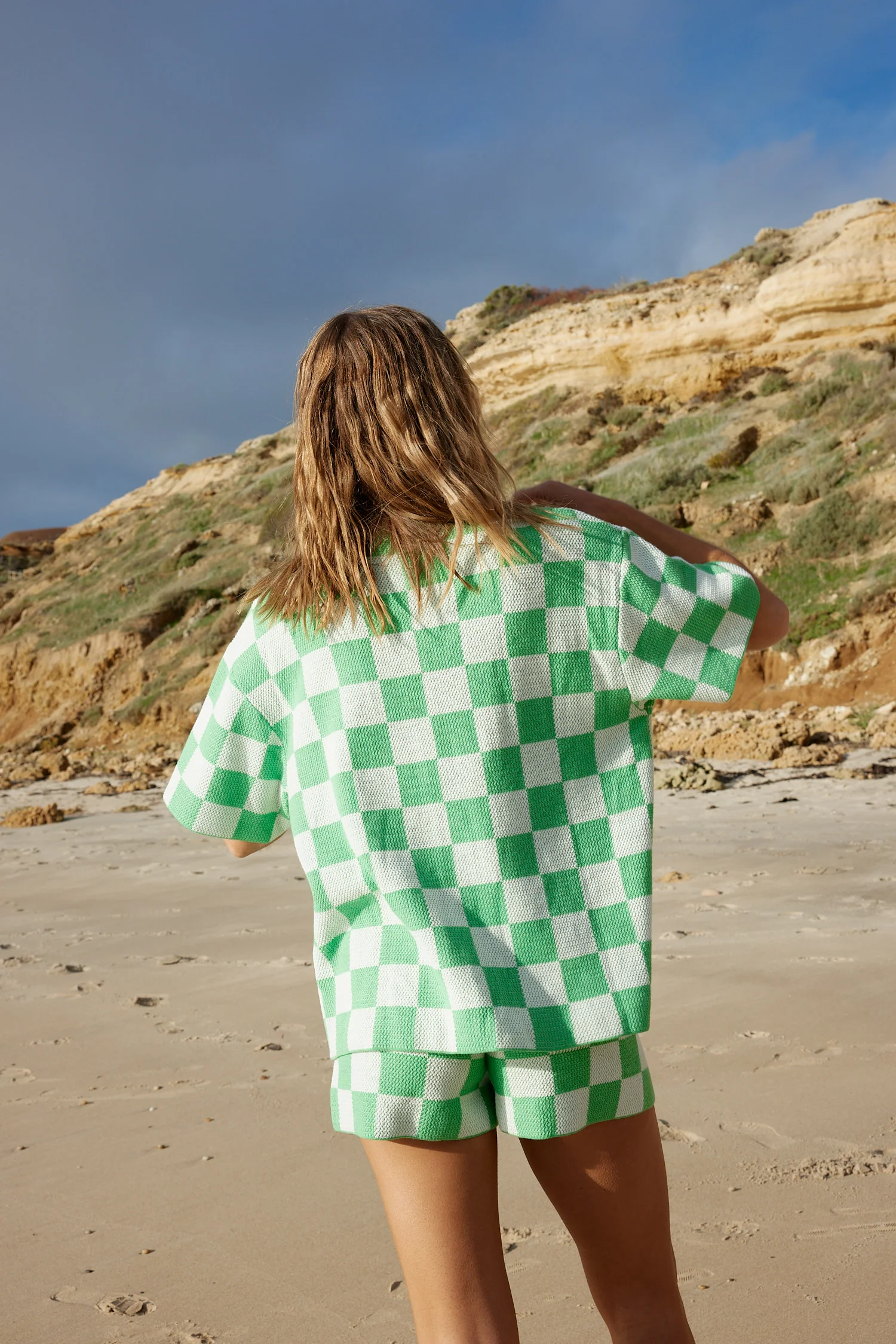 THE RAF KNIT AND SHORT SET IN EVERGREEN/ANTIQUE CHECK - Image 3